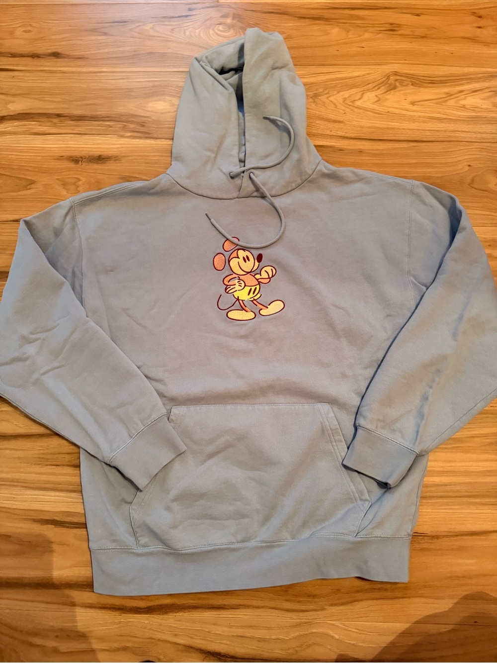 Disney Men's Dusty Blue Hoodie with Retro Mickey Graphic